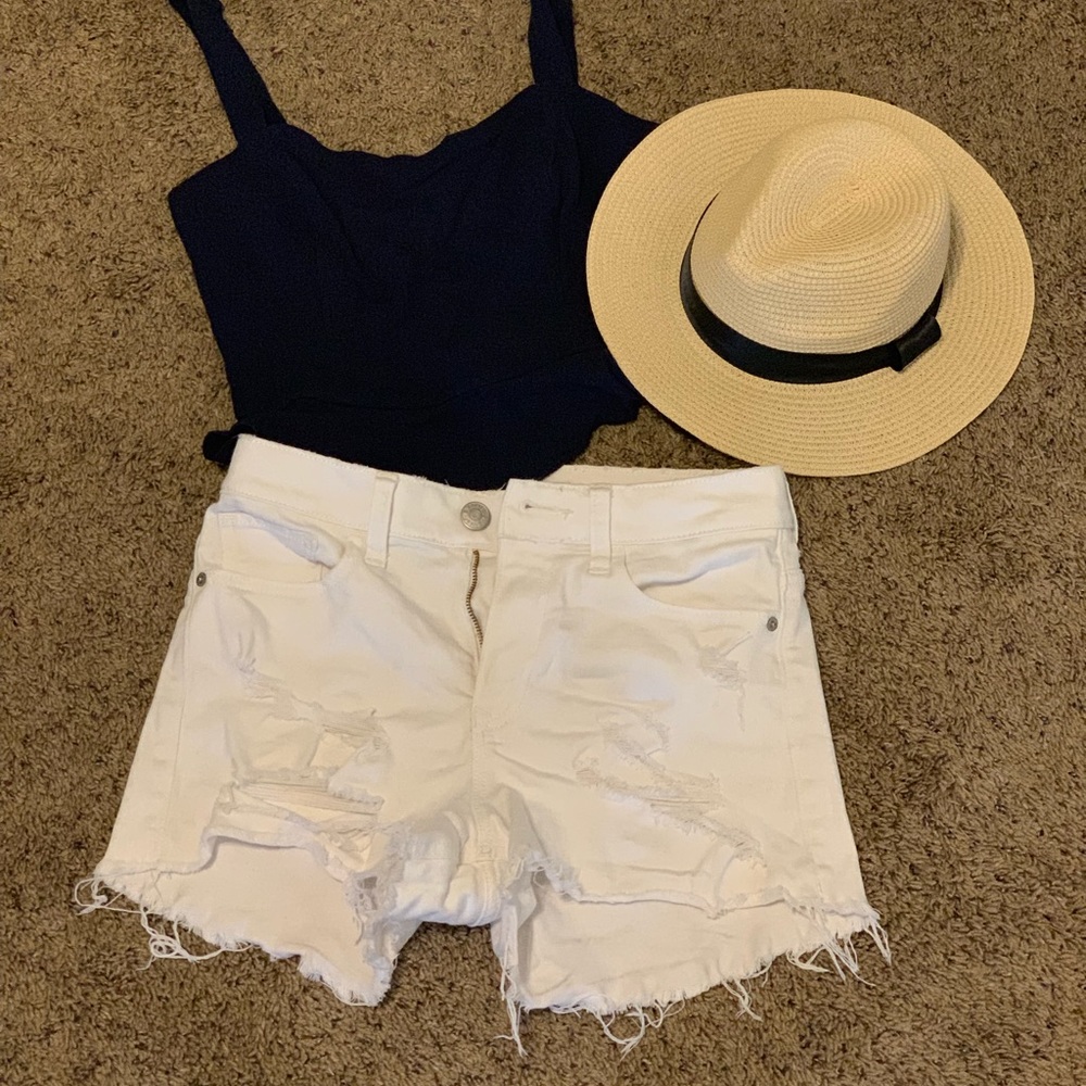 White Express high rise Cutoff Shorts!!!